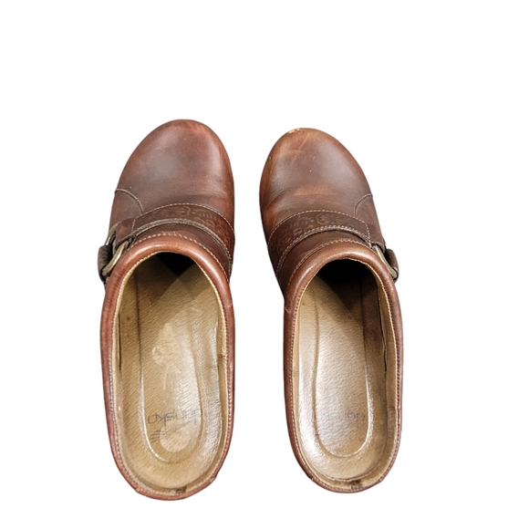 Dansko Ingrid Mule Clog Shoes Womens 39 EU 8.5 Brown Leather Embossed Never Worn - Picture 3 of 15